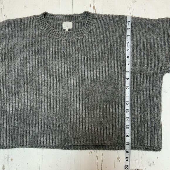 Dee Elly Sweater S Chunky Heavy Knit Ribbed Structured Pullover Cropped Gray - Picture 7 of 11